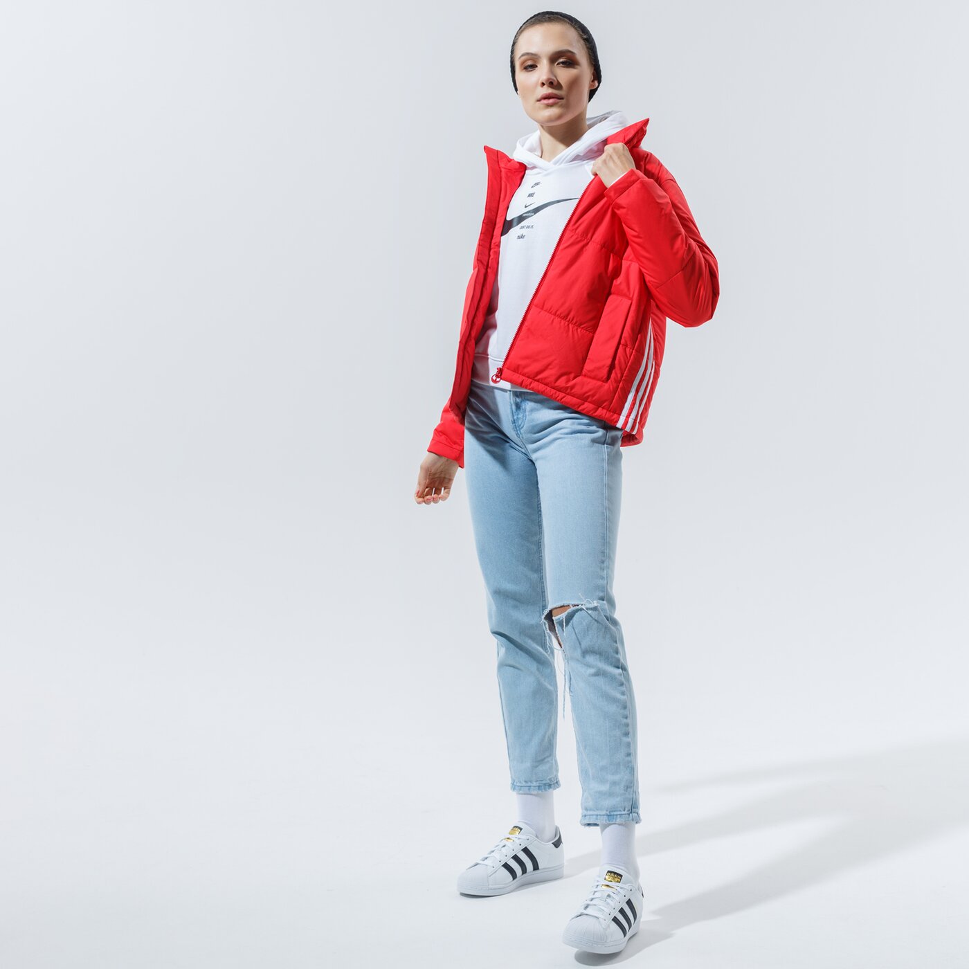 Дамски суичър NIKE СУИТЧЪР С КАЧУЛКА W NSW SWSH HOODIE FLC BB cu5676-101 цвят бял