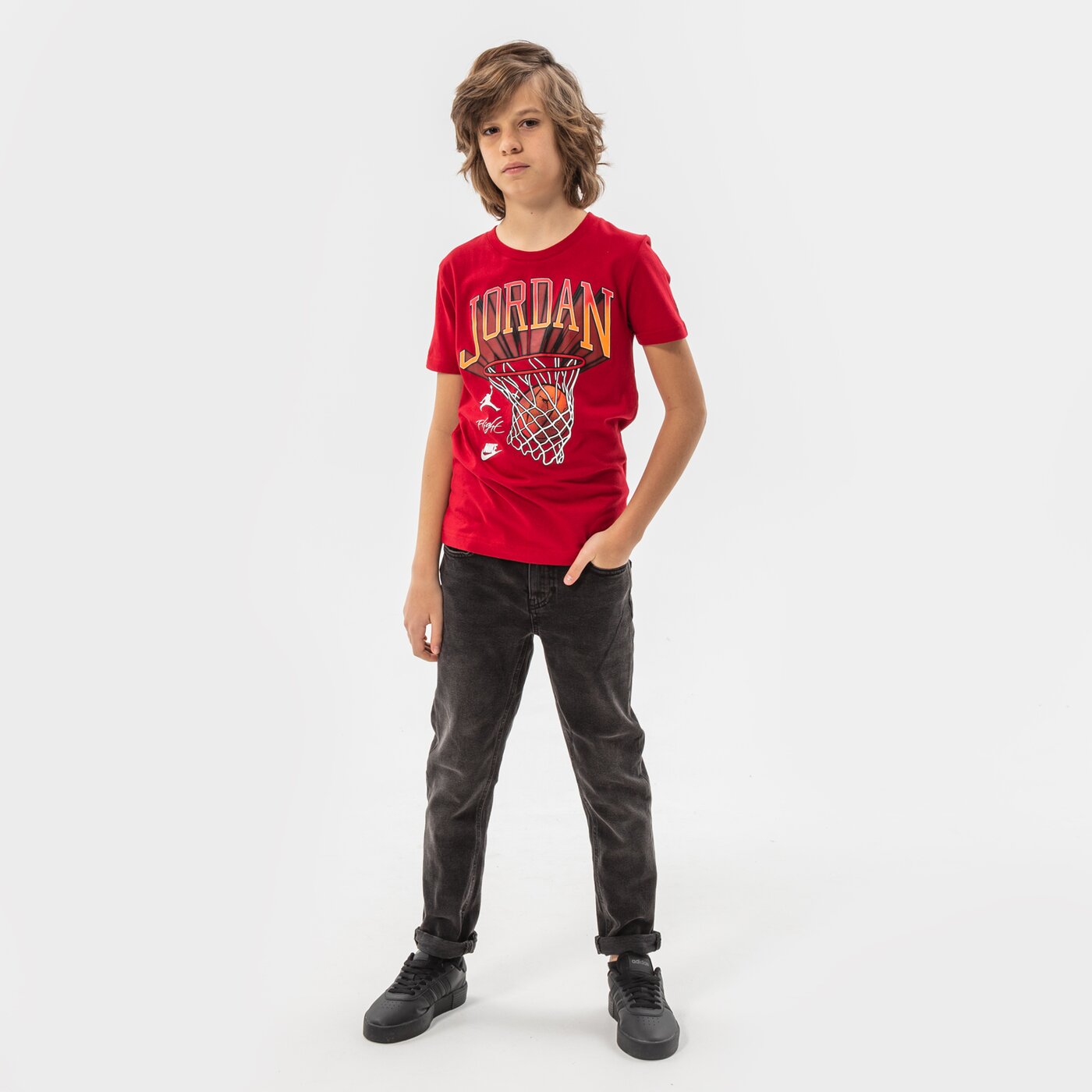 Детска тениска JORDAN ТЕНИСКА JORDAN HOOP STYLE SS TEE BOY 95b231-r78 цвят червен