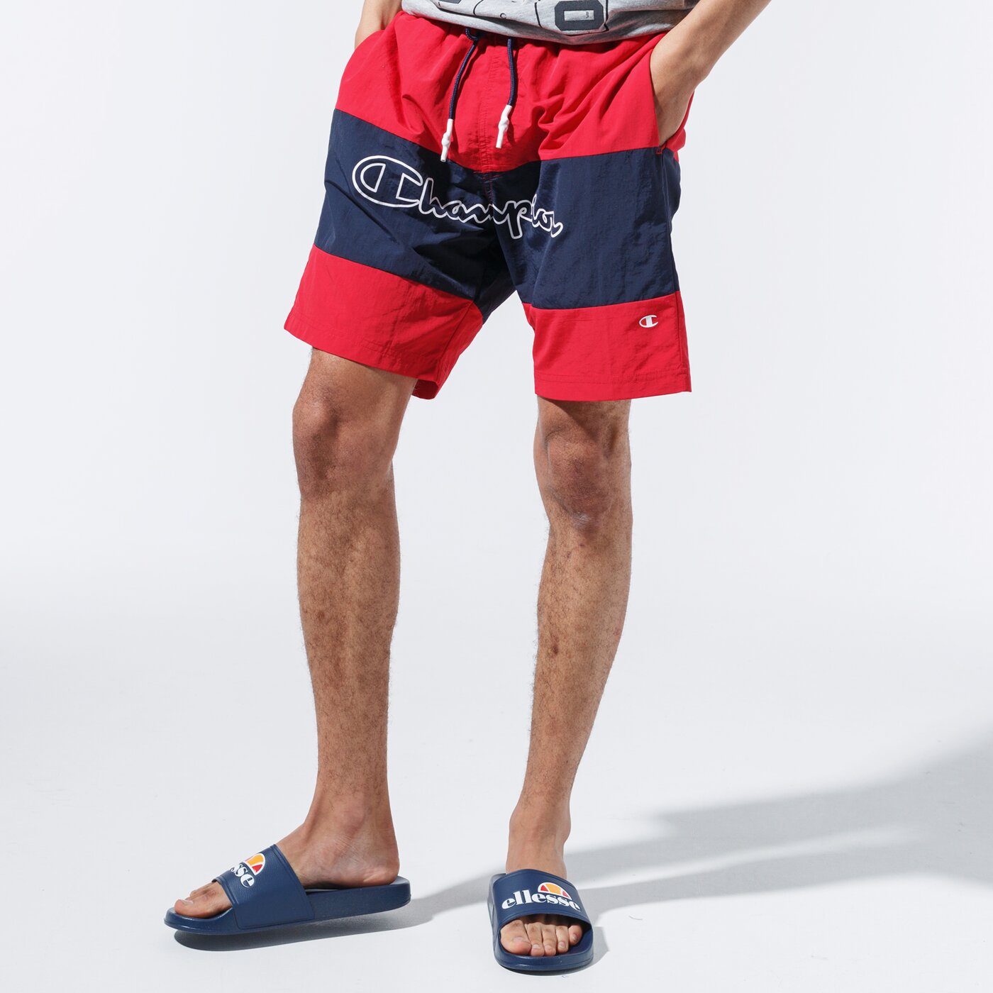 Мъжки къси панталони CHAMPION ШОРТИ LOGO SWIM SHORTS 215499rs001 цвят червен