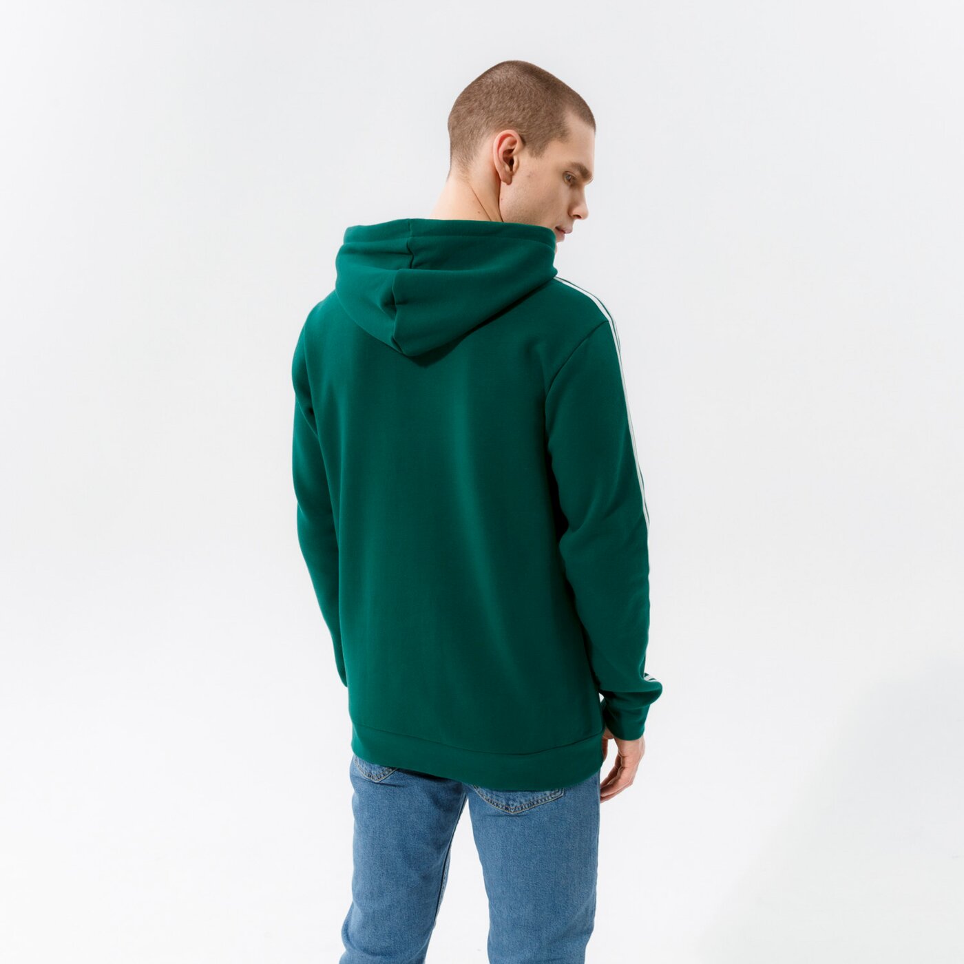 Мъжки суичър ADIDAS СУИТЧЪР С КАЧУЛКА 3-STRIPES HOODY he9475 цвят зелен