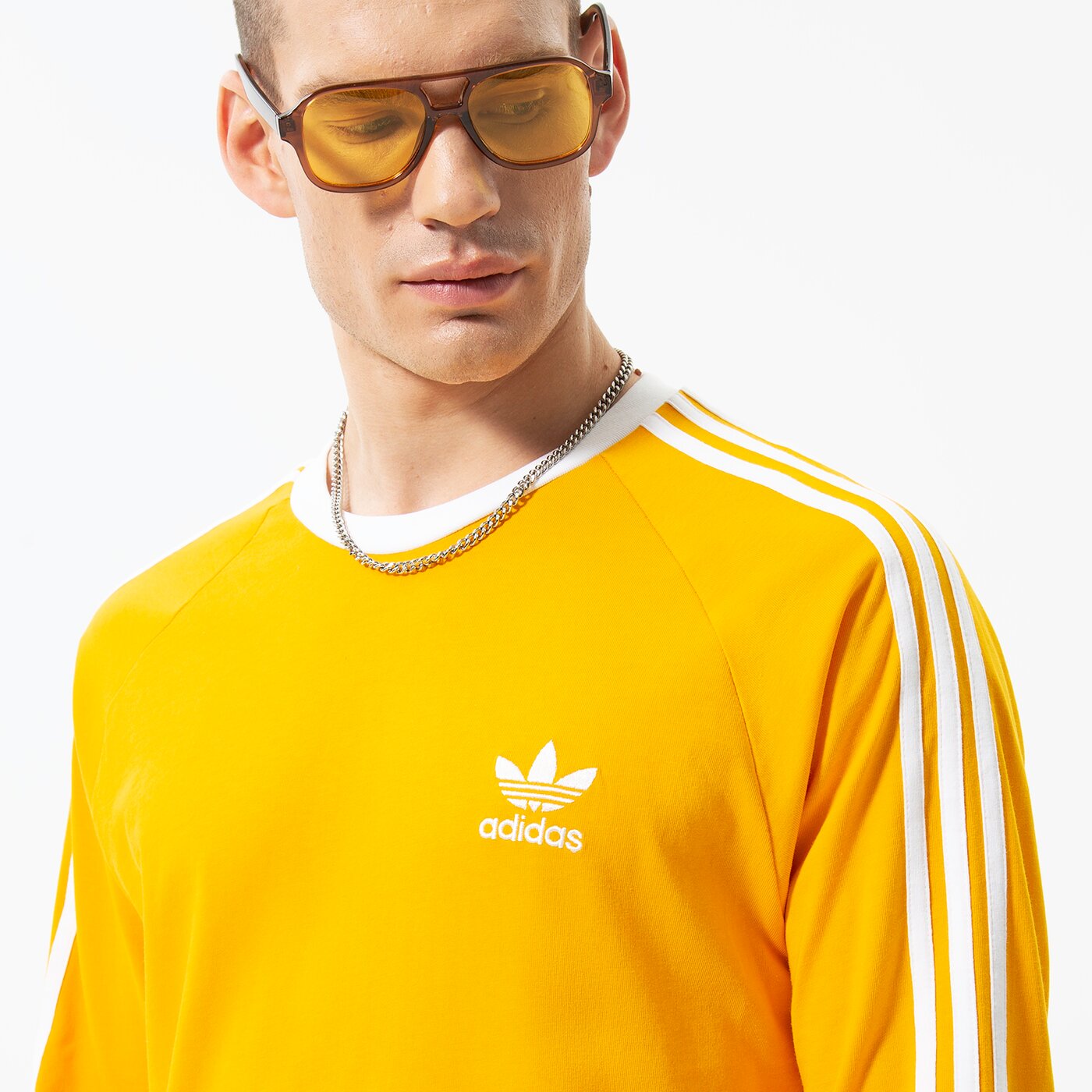 Мъжка тениска ADIDAS ТЕНИСКА 3-STRIPES LS T hk7287 цвят оранжев