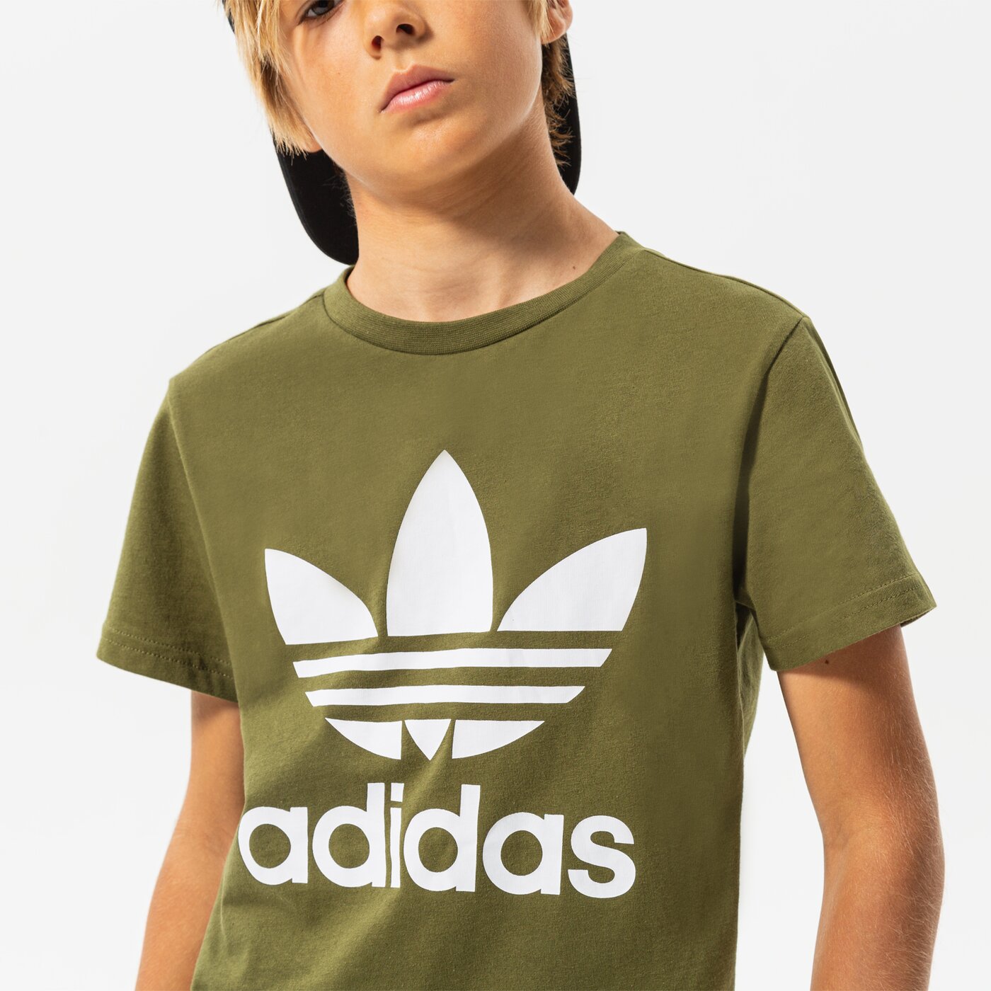 Детска тениска ADIDAS ТЕНИСКА TREFOIL TEE BOY hd2005 цвят каки