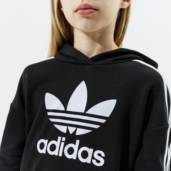 Детски суичър ADIDAS СУИТЧЪР С КАЧУЛКА CROPPED HOODIE GIRL h32337 цвят черен