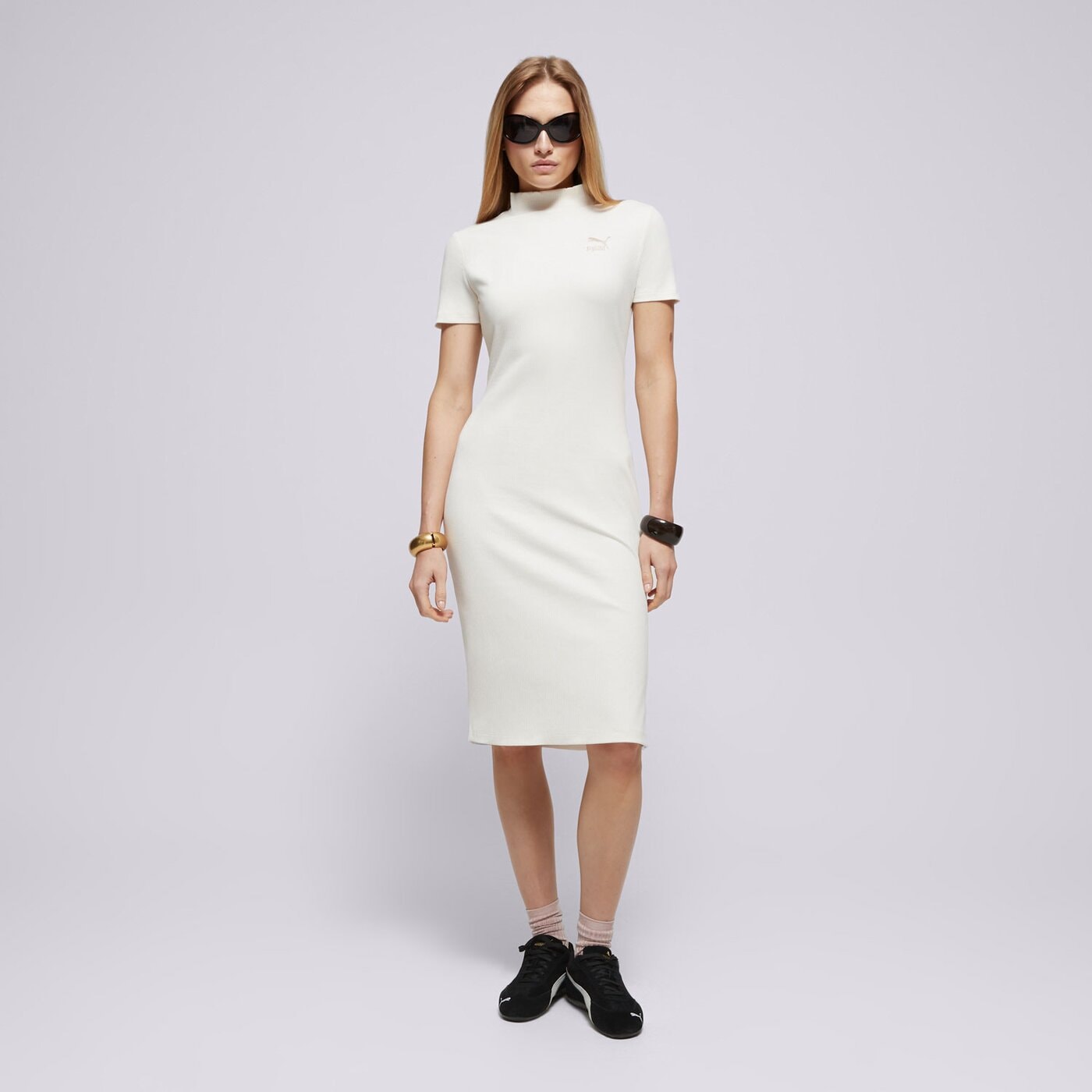 Дамски PUMA РОКЛЯ CLASSICS RIBBED 62425699 цвят бежов