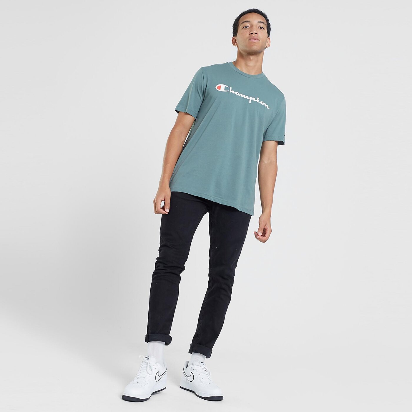 Мъжка тениска CHAMPION ТЕНИСКА CREWNECK ТЕНИСКА 219206gs510 цвят зелен